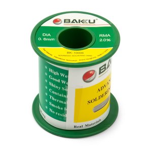 Припій BAKU BK 10006, Sn 97% , Ag 0,3%, Cu 0,7%, флюс 2%, 0,6 мм, 100 г