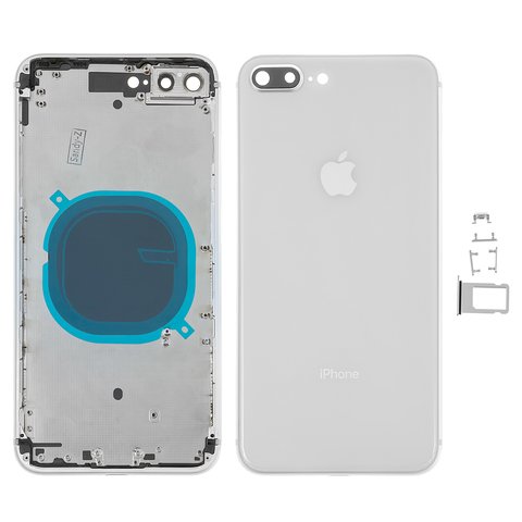 Корпус для iPhone 8 Plus, белый, с держателем SIM карты, с боковыми кнопками
