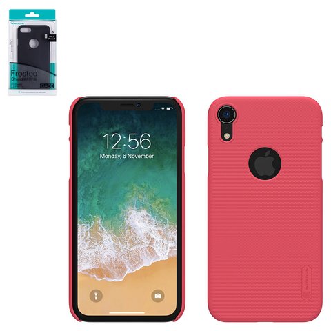 Чохол Nillkin Super Frosted Shield для iPhone XR, червоний, матовий, з підставкою, з отвором під логотип, пластик, #6902048164604