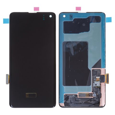 Дисплей для Samsung G973 Galaxy S10, черный, без рамки, Оригинал переклеено стекло 