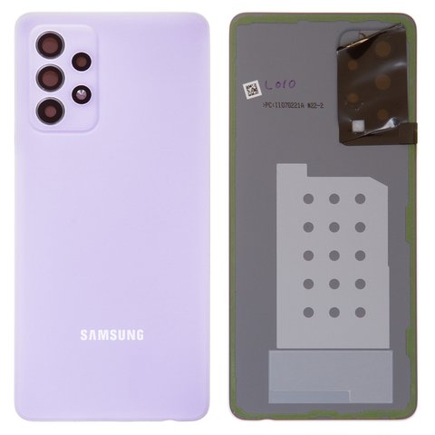 Задня панель корпуса для Samsung A525 Galaxy A52, фіолетова, із склом камери