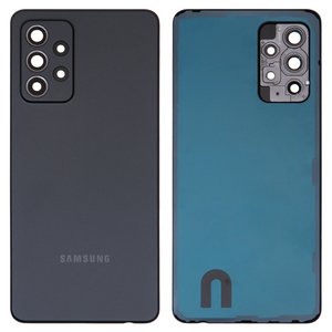 Задняя панель корпуса для Samsung A525 Galaxy A52, черная, со стеклом камеры