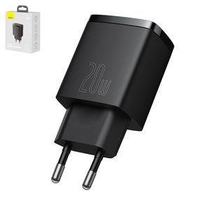 Мережевий зарядний пристрій Baseus Compact, 20 Вт, Quick Charge, чорний, 2 порта, #CCXJ B01