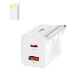 Мережевий зарядний пристрій Baseus Super Si Pro, 30 Вт, Quick Charge, білий, 2 порта, #CCSUPP E02