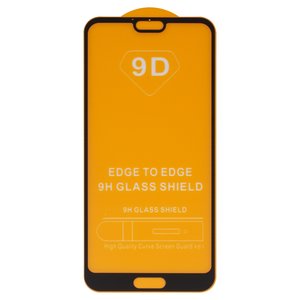 Защитное стекло для Huawei P20, совместимо с чехлом, Full Glue, без упаковки , черный, cлой клея нанесен по всей поверхности