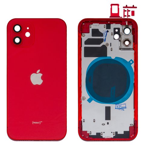 Корпус для iPhone 12, червоний, з тримачем SIM карти, з боковими кнопками, High Copy, red