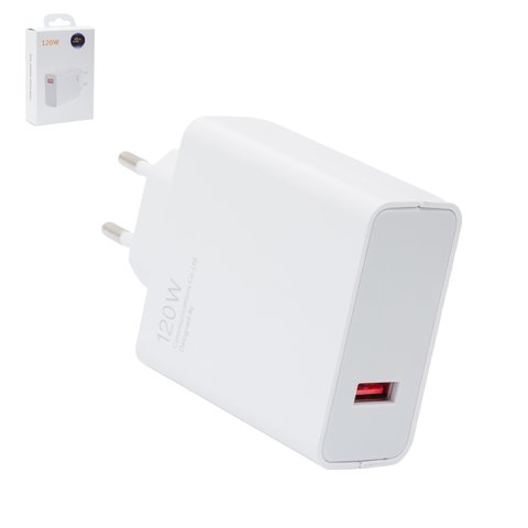 Мережевий зарядний пристрій для Apple, 120 Вт, Quick Charge, білий, 1 порт, service pack box