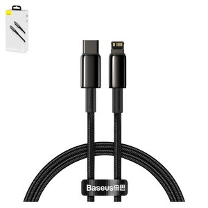 Cable USB Baseus Tungsten, USB tipo C, Lightning, 100 cm, 20 W, negro, con revestimiento de nylon, #CATLWJ 01