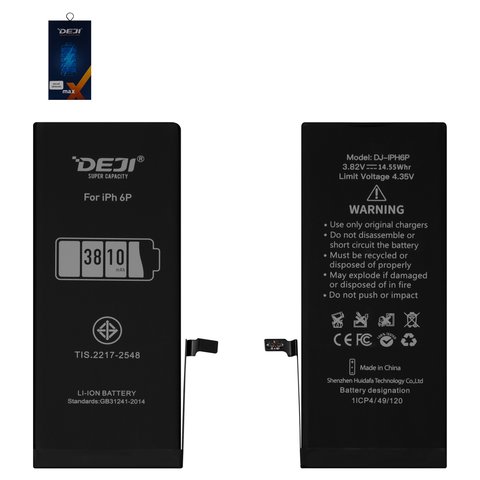 Batería Deji puede usarse con Apple iPhone 6 Plus, Li ion, 3.82 V, 3810 mAh, mayor capacidad, original IC