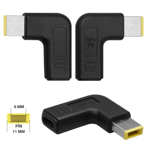 Adaptador de carga para el disparador de PD puede usarse con ordenadores portátiles, 20 V, cuadrado, USB tipo C, 11×6 mm , square tip