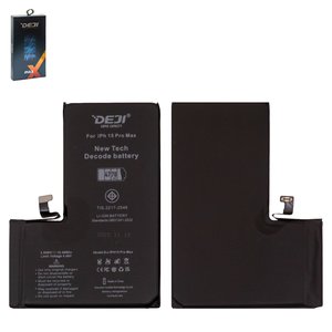 Аккумулятор Deji для Apple iPhone 15 Pro Max, Li ion, 3,869 B, 4770 мАч, повышенная ёмкость, без ошибки, decode battery