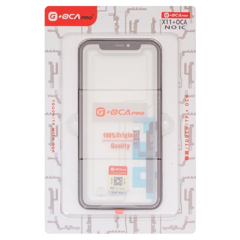 Touchscreen G+OCA PRO compatible with iPhone 11, with OCA film, black, without microcircuit 