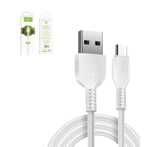 USB дата кабель Hoco X20, USB тип A, micro USB тип B, 100 см, 2,4 А, белый