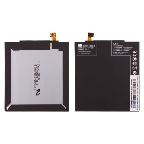 Battery BM31 compatible with Xiaomi Mi 3, Li Polymer, 3.8 V, 2980 mAh 