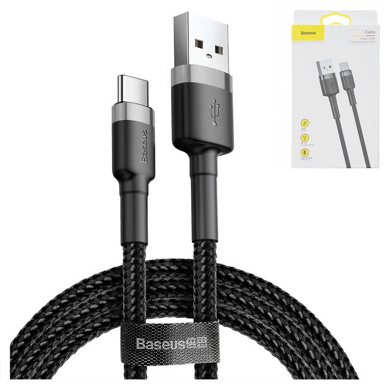 Cabo USB-A a USB-C Baseus Cafule CATKLF-BG1 (1 metro) - Gray/Black