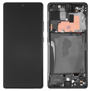 LCD compatible with Samsung G770 Galaxy S10 Lite, black, with frame, Original PRC  