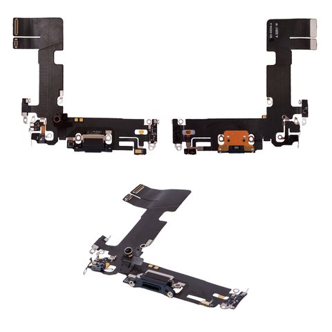Flat Cable compatible with iPhone 13, charge connector, black, with microphone, with connector, PRC, Lightning
