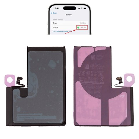 Аккумулятор для iPhone 14 Pro Max, Li ion, 3.86 В, 4860 мАч, повышенная ёмкость, без ошибки, A2830 , genuine IC