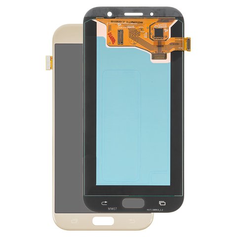 Pantalla LCD puede usarse con Samsung A720 Galaxy A7 2017 , dorado, sin marco, Original PRC , original glass