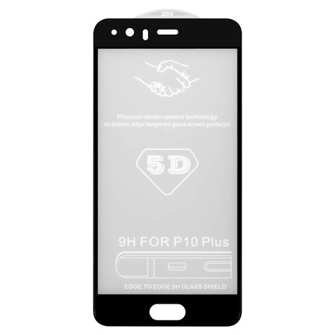 Vidrio de protección templado All Spares puede usarse con Huawei P10 Plus, 5D Full Glue, negro