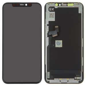 Pantalla LCD puede usarse con iPhone 11 Pro, negro, con marco, HC, AMOLED , GX OEM soft