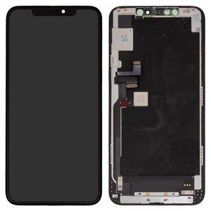Pantalla LCD puede usarse con iPhone 11 Pro Max, negro, con marco, vidrio reemplazado, con plásticos de cámara y sensor de acercamiento