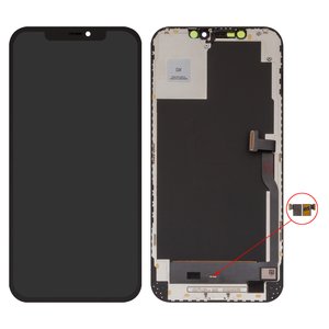 Pantalla LCD puede usarse con iPhone 12 Pro Max, negro, con marco, HC, sin microchip, OLED , GX OEM hard