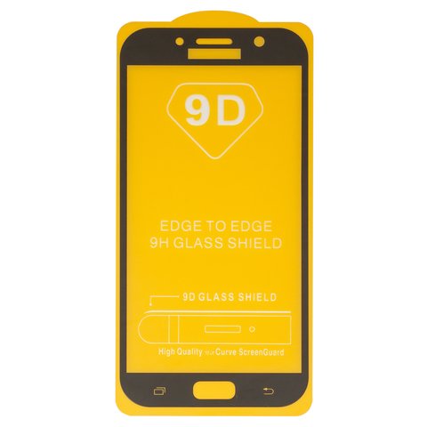 Vidrio de protección templado puede usarse con Samsung A720 Galaxy A7 2017 , Full Glue, compatible con estuche, sin embalaje, sin pañuelos , negro