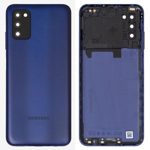 Задня панель корпуса для Samsung A037F Galaxy A03s, синя, із склом камери