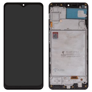 Дисплей для Samsung A225 Galaxy A22, чорний, з рамкою, FLYCDI, з широким обідком, OLED 