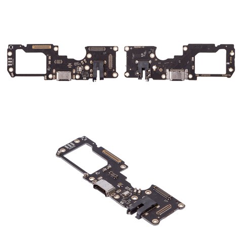 Шлейф для Oppo Reno 7, конектора навушників, конектора зарядки, з мікрофоном, з компонентами, Сopy, плата зарядки