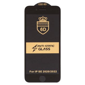 Защитное стекло ESD 6D для Apple iPhone SE 2020, совместимо с чехлом, Full Glue, Anti Static, без упаковки , черный