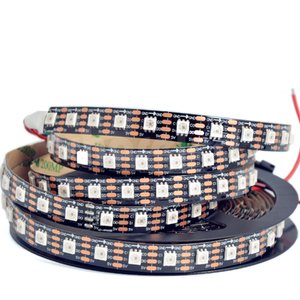 Светодиодная лента RGB SMD5050, SK9822 черная, c  управлением, IP20, 5 В, 60 диодов м, 1 м 