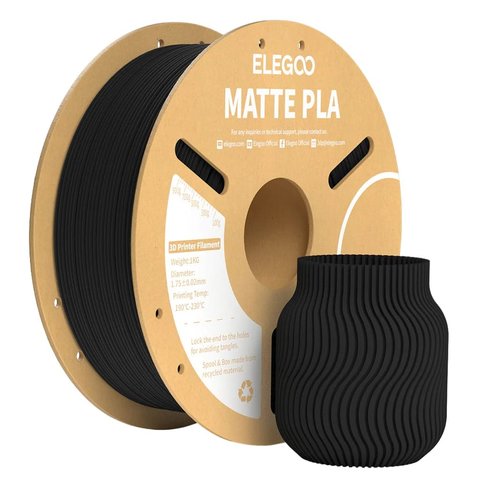 Филамент ELEGOO PLA MATTE, матово черный matte black , 1 кг